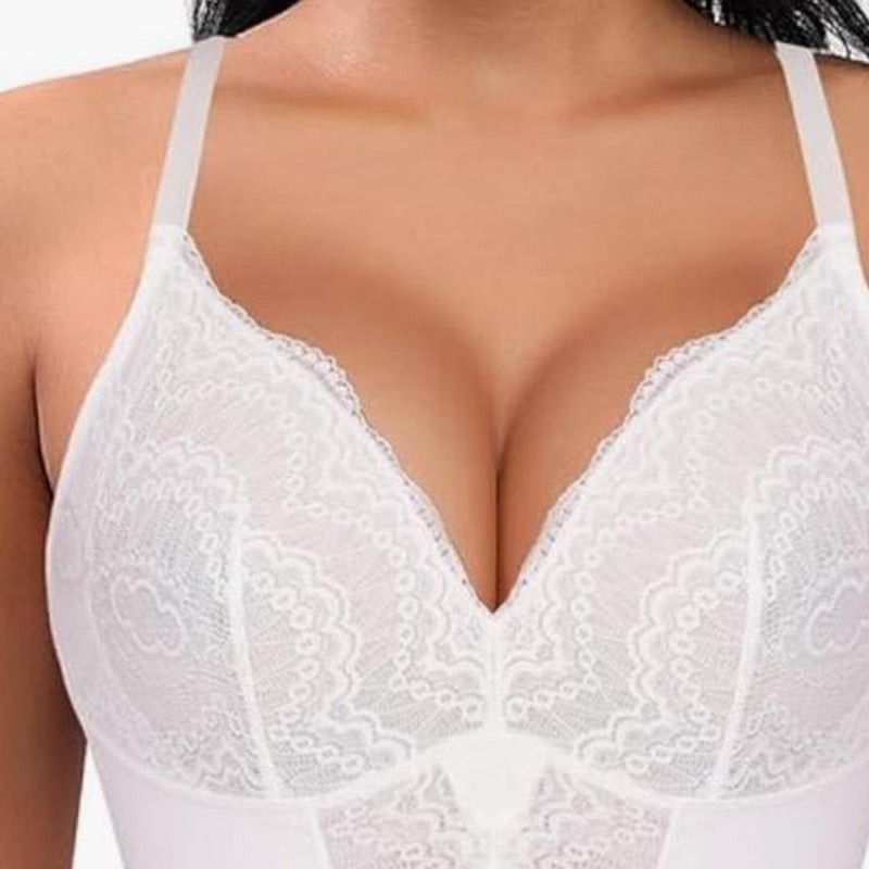 Lace Bodysuit for Women Tummy Control Shapewear V-Neck Sleeveless Tops Breathable Clothing