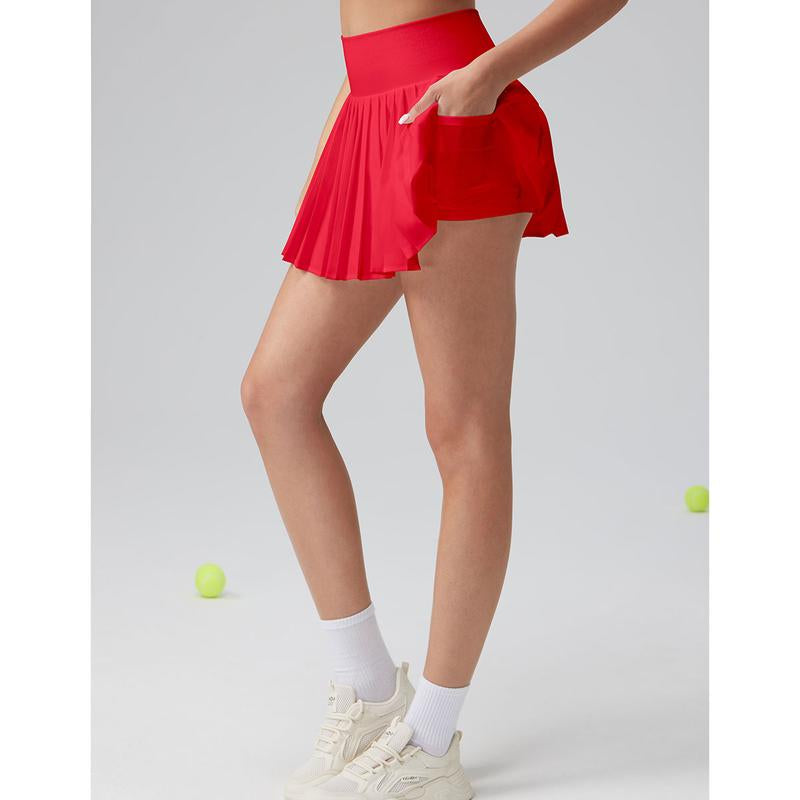 Oqq-Nine Cents Pleated Tennis Skirt for Women with Pockets Shorts Women'S High Waisted Lightweight Athletic Golf Skorts Skirts