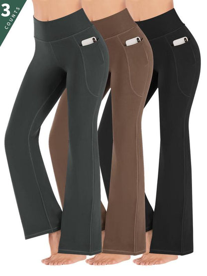 Women'S High Waist Pocket Sports Groove Tummy Control Leggings, High Stretch Seamless Yoga Pants, Gym Clothes, Ladies Sportswear Clothing, Leggings for Women