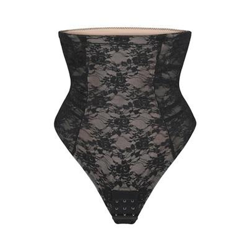 Feelingirl Tummy Control Shapewear for Women plus Size Strapless Thong Shapewear Wedding Postpartum Underwear Black XS-3XL Comfort Lace