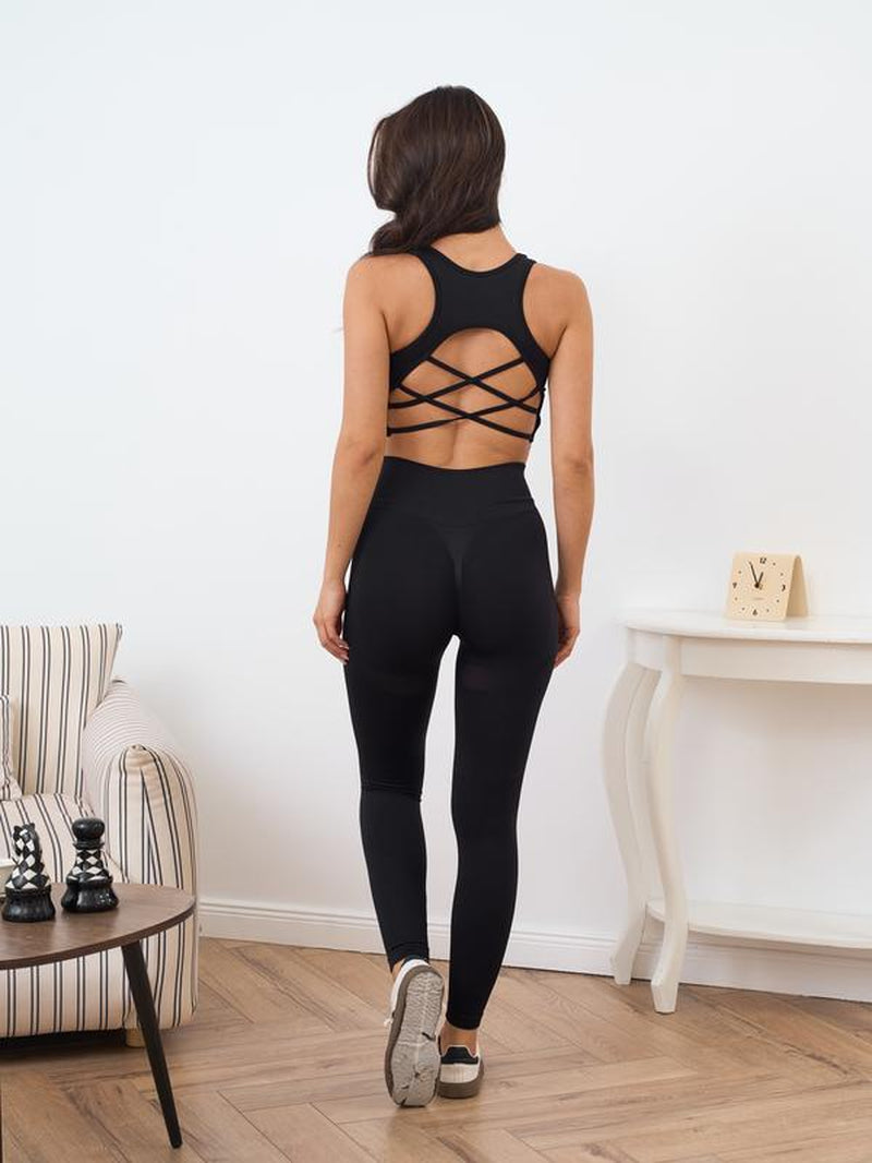 2 Pieces Women'S Solid Tracksuit Set, Crop Tee & High Waist Leggings Set, Two-Piece Outfits for Yoga Fitness Workout, Ladies Gym Clothes, Minimalistic Outfit, Sweatsuits Women