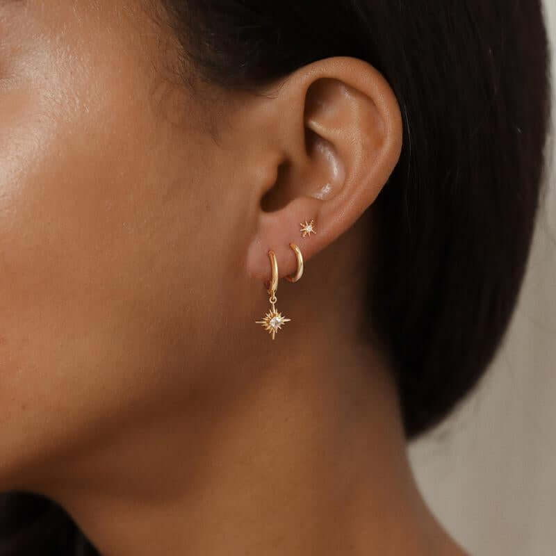 CAROVO Gold Hoop Earrings Set for Women, Dainty 14K Gold/Silver Plated CZ Cartilage Earring Hypoallergenic Stud Earrings for Women Huggie Small Hoop Earring Set Dangle Earrings Jewelry Gifts for Women Men