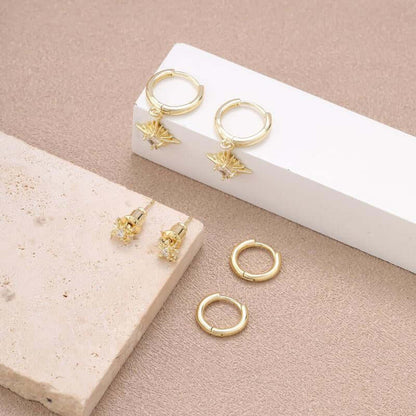 CAROVO Gold Hoop Earrings Set for Women, Dainty 14K Gold/Silver Plated CZ Cartilage Earring Hypoallergenic Stud Earrings for Women Huggie Small Hoop Earring Set Dangle Earrings Jewelry Gifts for Women Men