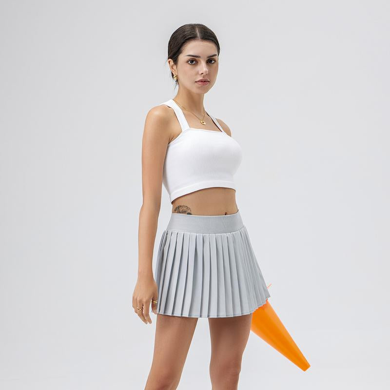 Oqq-Nine Cents Pleated Tennis Skirt for Women with Pockets Shorts Women'S High Waisted Lightweight Athletic Golf Skorts Skirts