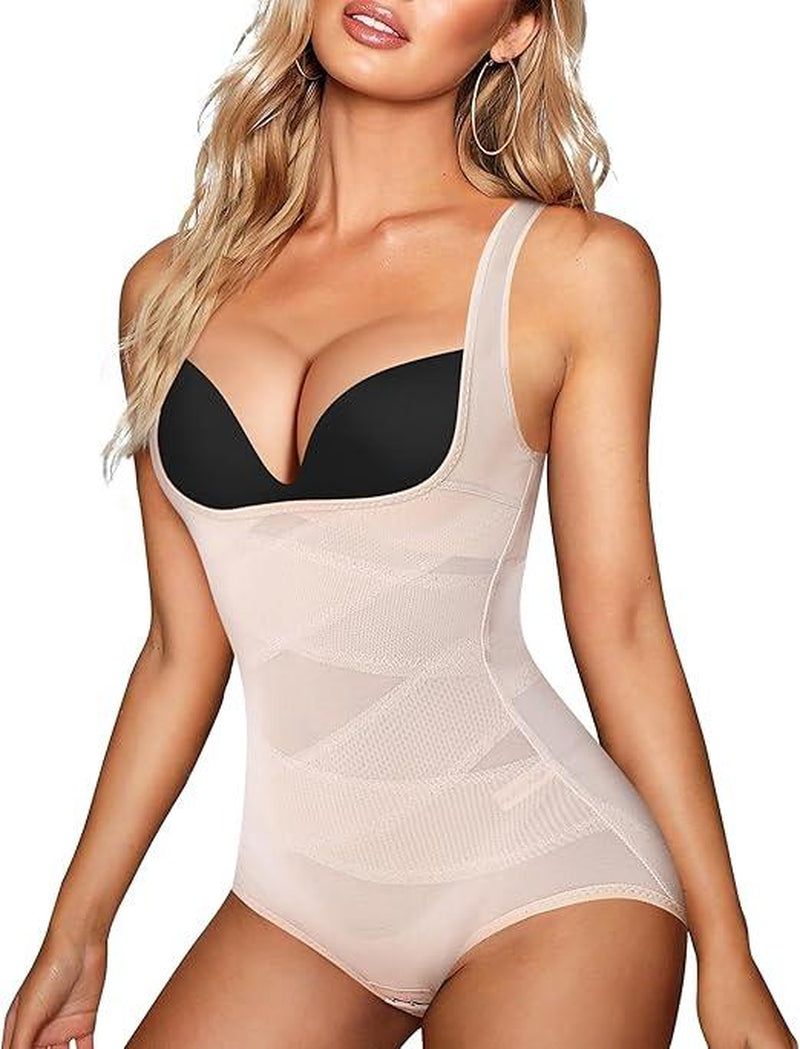 Women Tummy Control Bodysuit Faja Body Shaper Waist Trainer Snatched Corset Body Suit