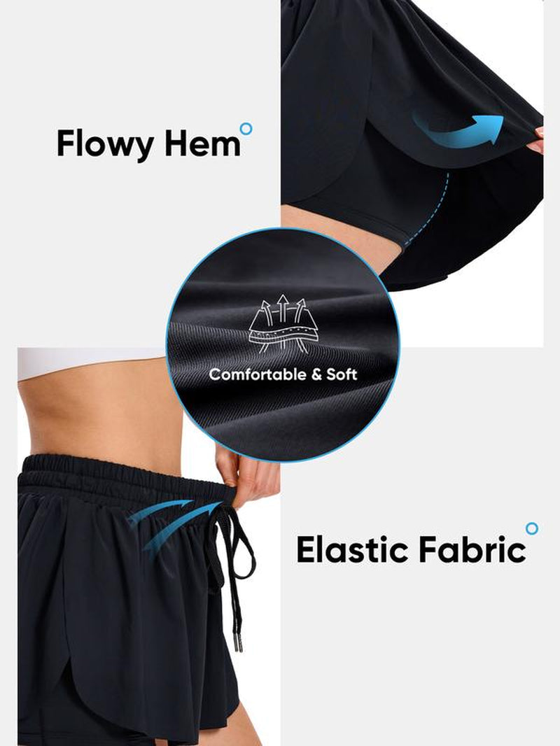 Flowy Athletic Shorts for Women Workout Running Gym Yoga Tennis Skirt Butterfly Skort with Pockets Cute Comfy Lounge Spandex Sweat Pants Teen Girls Trendy Clothes Casual Summer Outfits