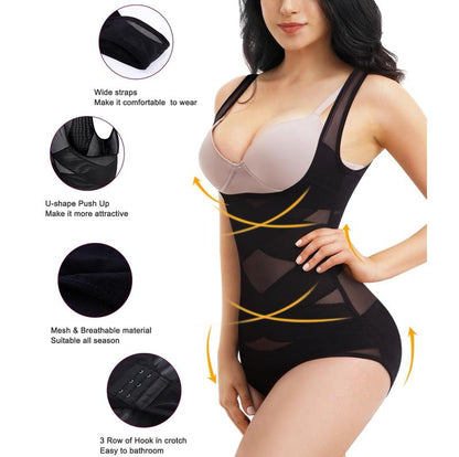 Women Tummy Control Bodysuit Faja Body Shaper Waist Trainer Snatched Corset Body Suit