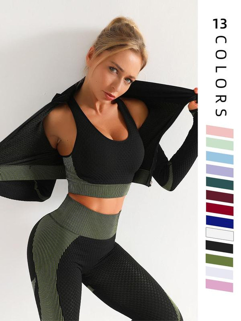 Women'S Colorblock Zip up Shapewear Set, Casual Comfy Crop Jacket & High Waist Leggings & Bra for Outdoor Wear, Summer Outfits 2024, Women'S Shapewear Set for Spring & Fall, Shapewear for Women