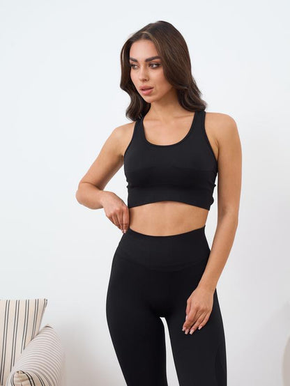2 Pieces Women'S Solid Tracksuit Set, Crop Tee & High Waist Leggings Set, Two-Piece Outfits for Yoga Fitness Workout, Ladies Gym Clothes, Minimalistic Outfit, Sweatsuits Women