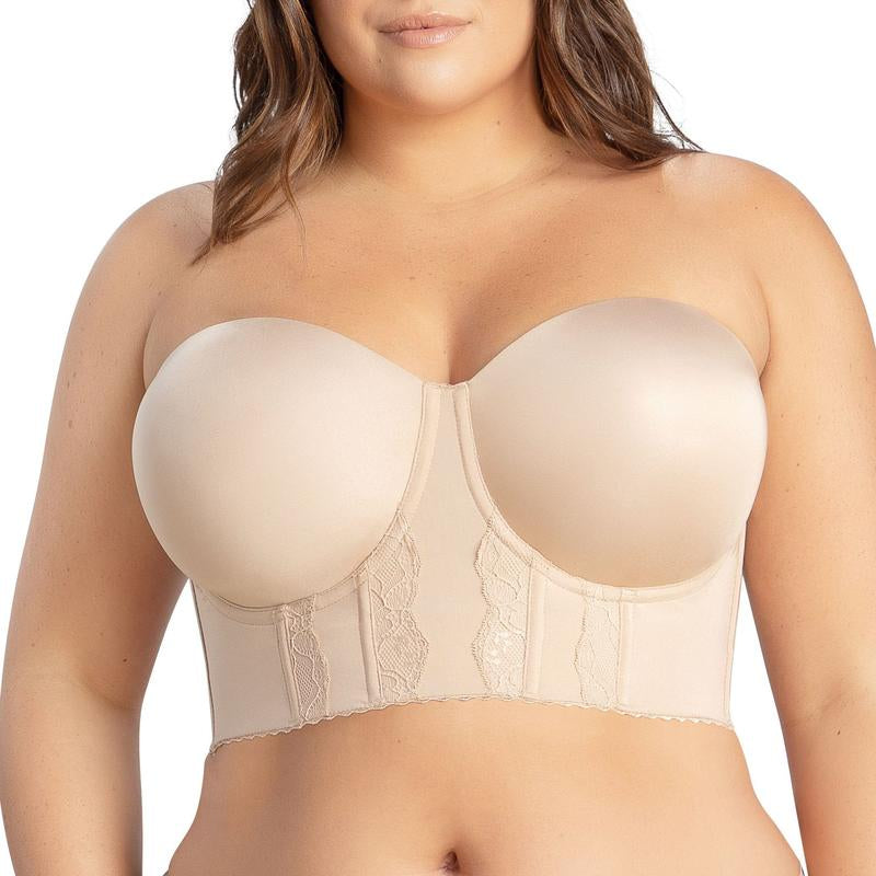 PARFAIT Elissa P50116 Women'S Non-Slip Full Bust and Full Figure Supportive Seamless Foam Padded Strapless Longline Bra and Bustier Top