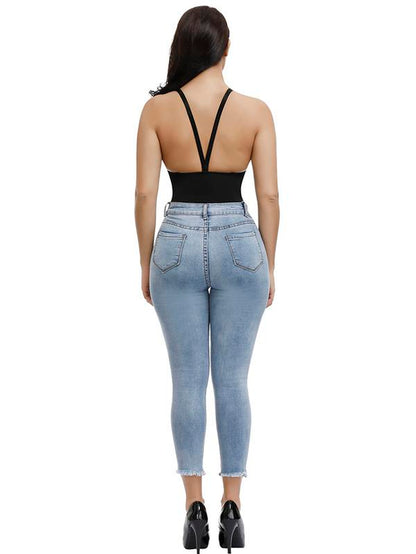 Feelingirl Thong Bodysuit for Women Backless Shapewear Mesh Shapewear Fabric Womenswear Comfort