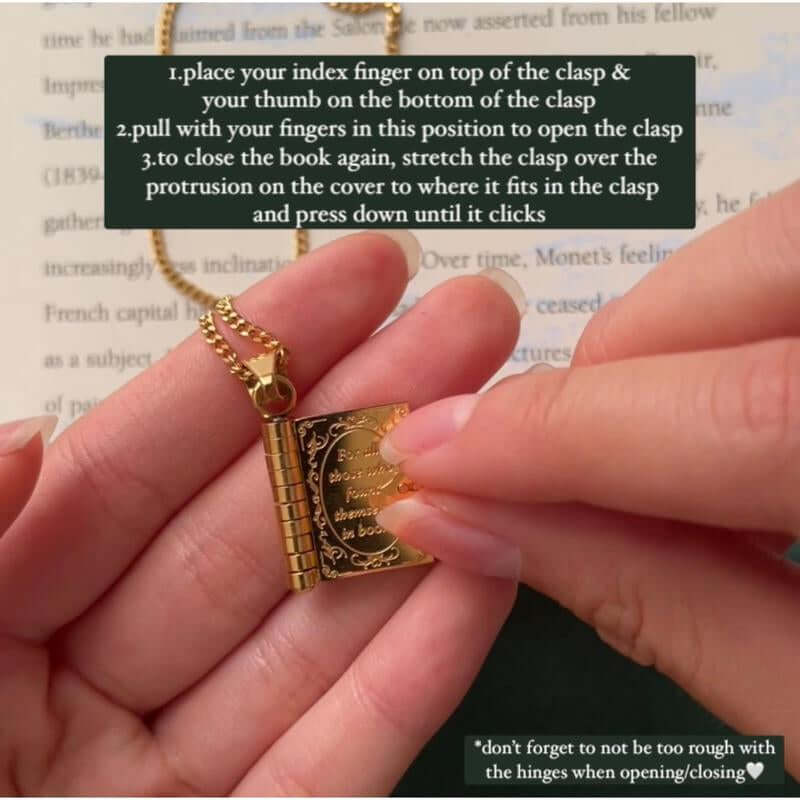 Book Lovers Necklace Jewelry Women Trendy Stainless Gold Necklace