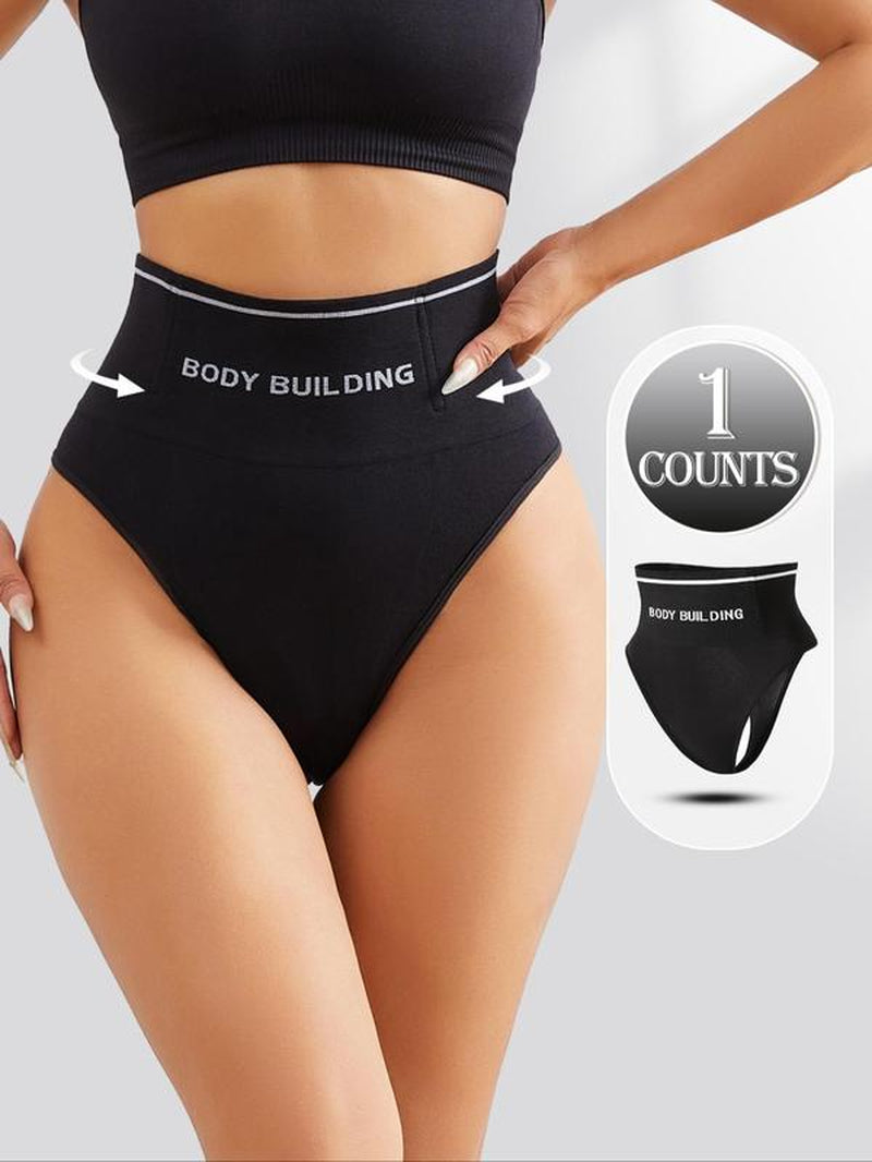 Women'S Letter Print High Waist Shapewear Thong, Tummy Control Butt Lifting Shaper, Women'S Shapewear Bottoms for All Seasons, Underwear for Women