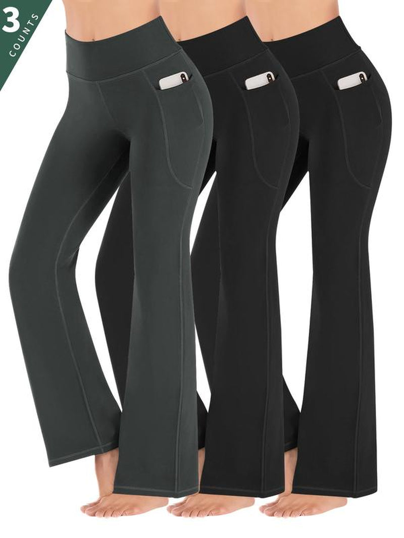 Women'S High Waist Pocket Sports Groove Tummy Control Leggings, High Stretch Seamless Yoga Pants, Gym Clothes, Ladies Sportswear Clothing, Leggings for Women