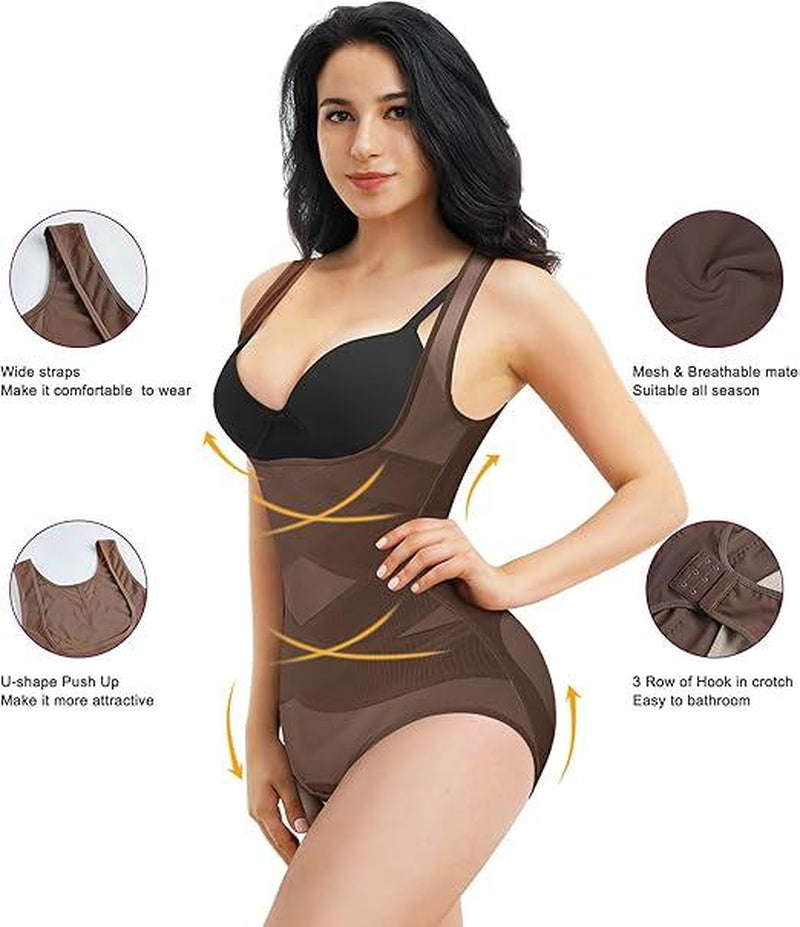 Women Tummy Control Bodysuit Faja Body Shaper Waist Trainer Snatched Corset Body Suit