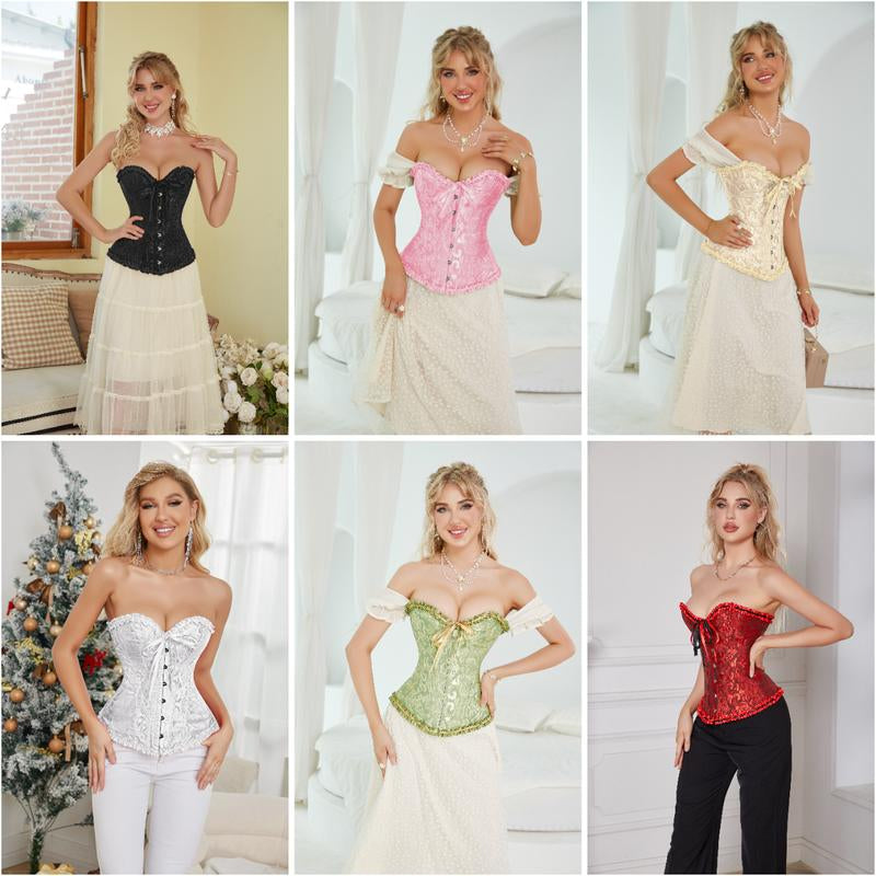 Halloween Ladies' Bustier Top Renaissance Corset Lace Push up Bodyshaper Top with Adjustable Fit for Women'S Fashion Night Out Bodysuit Womenswear