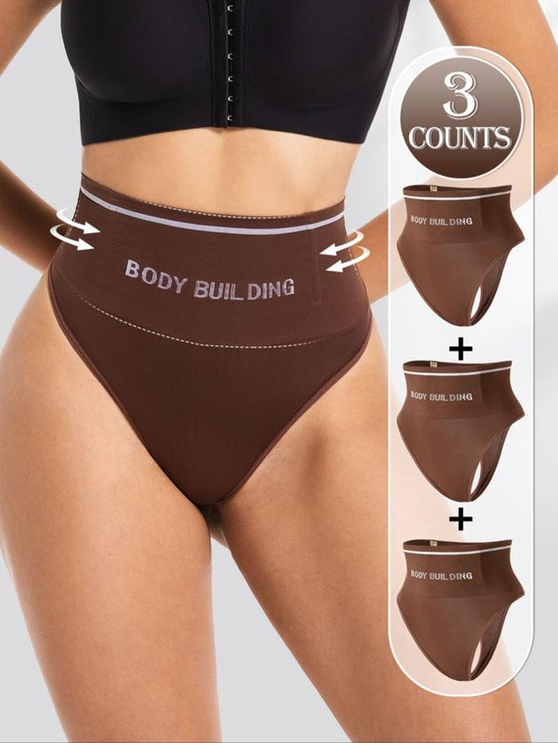 Women'S Letter Print High Waist Shapewear Thong, Tummy Control Butt Lifting Shaper, Women'S Shapewear Bottoms for All Seasons, Underwear for Women