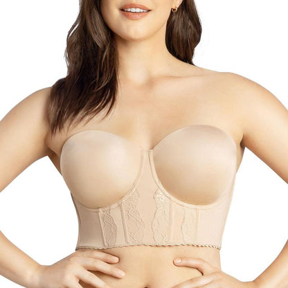 PARFAIT Elissa P50116 Women'S Non-Slip Full Bust and Full Figure Supportive Seamless Foam Padded Strapless Longline Bra and Bustier Top