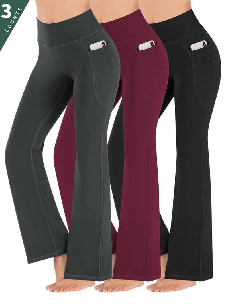 Women'S High Waist Pocket Sports Groove Tummy Control Leggings, High Stretch Seamless Yoga Pants, Gym Clothes, Ladies Sportswear Clothing, Leggings for Women