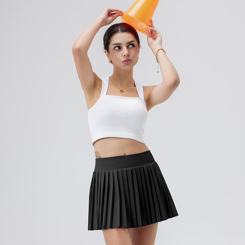 Oqq-Nine Cents Pleated Tennis Skirt for Women with Pockets Shorts Women'S High Waisted Lightweight Athletic Golf Skorts Skirts