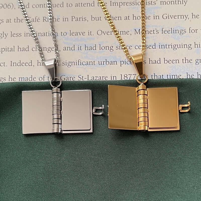 Book Lovers Necklace Jewelry Women Trendy Stainless Gold Necklace
