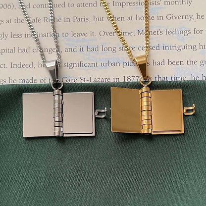 Book Lovers Necklace Jewelry Women Trendy Stainless Gold Necklace
