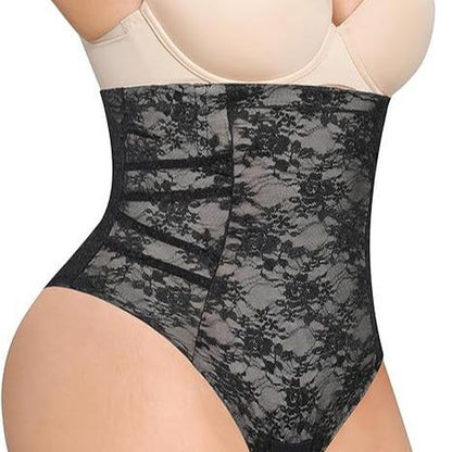 Feelingirl Tummy Control Shapewear for Women plus Size Strapless Thong Shapewear Wedding Postpartum Underwear Black XS-3XL Comfort Lace