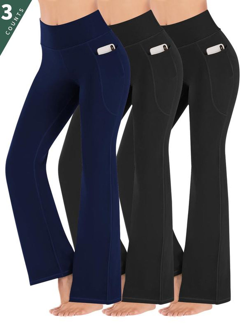 Women'S High Waist Pocket Sports Groove Tummy Control Leggings, High Stretch Seamless Yoga Pants, Gym Clothes, Ladies Sportswear Clothing, Leggings for Women