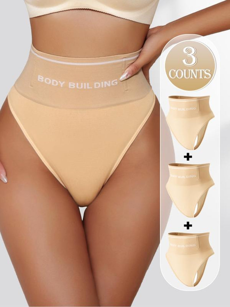 Women'S Letter Print High Waist Shapewear Thong, Tummy Control Butt Lifting Shaper, Women'S Shapewear Bottoms for All Seasons, Underwear for Women