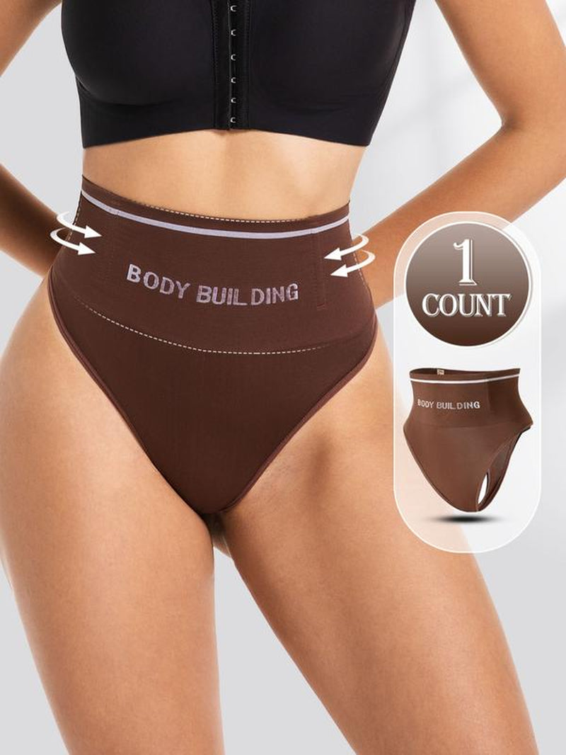 Women'S Letter Print High Waist Shapewear Thong, Tummy Control Butt Lifting Shaper, Women'S Shapewear Bottoms for All Seasons, Underwear for Women