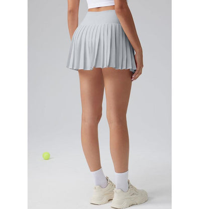 Oqq-Nine Cents Pleated Tennis Skirt for Women with Pockets Shorts Women'S High Waisted Lightweight Athletic Golf Skorts Skirts