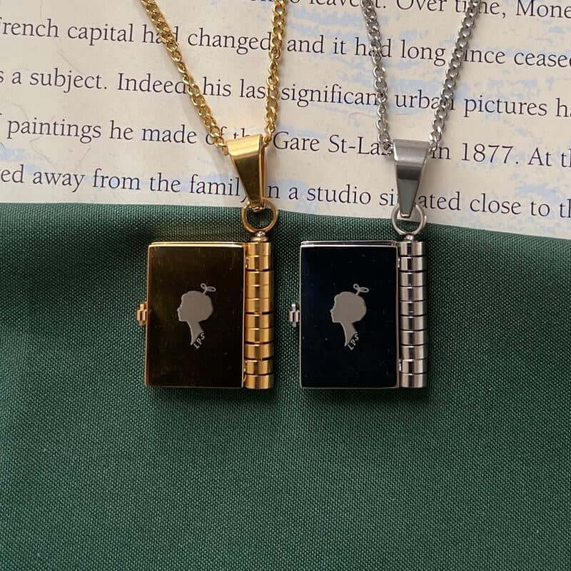 Book Lovers Necklace Jewelry Women Trendy Stainless Gold Necklace