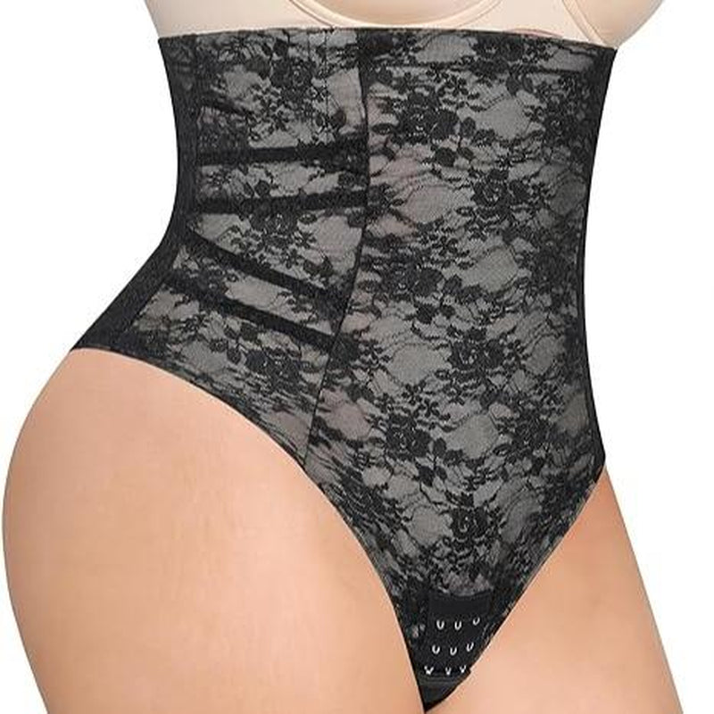Feelingirl Tummy Control Shapewear for Women plus Size Strapless Thong Shapewear Wedding Postpartum Underwear Black XS-3XL Comfort Lace