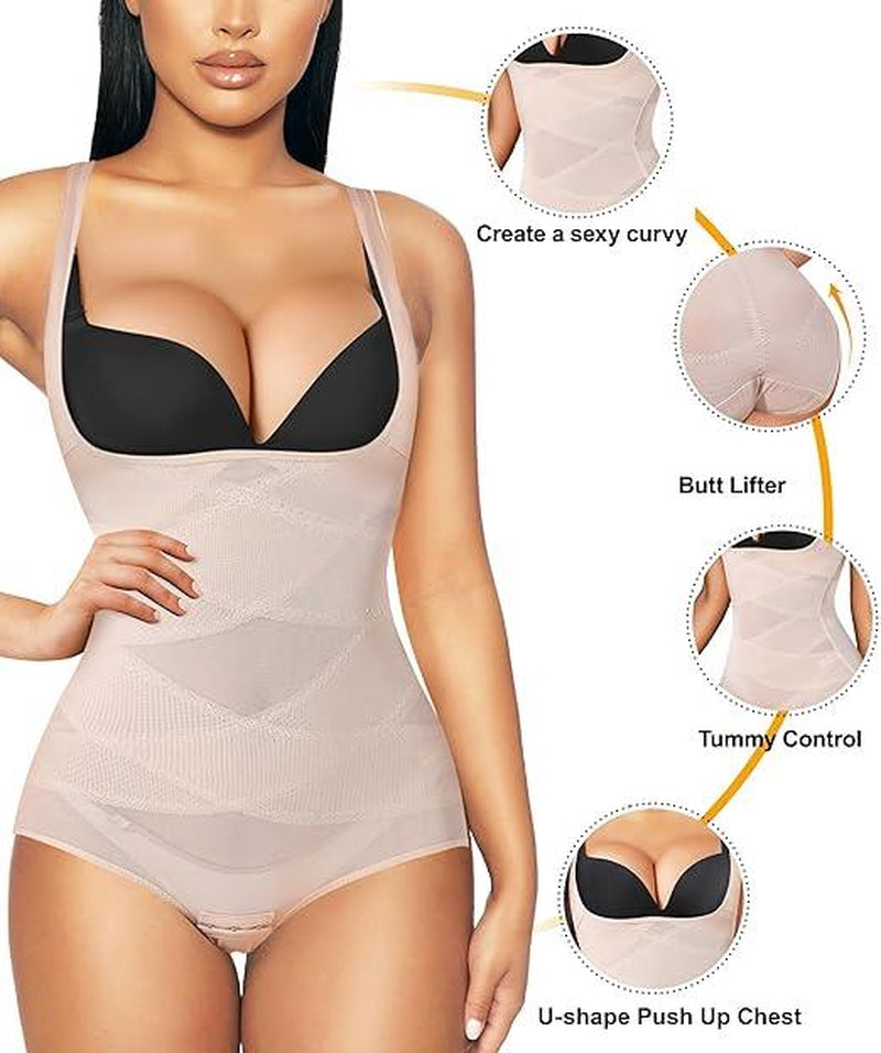 Women Tummy Control Bodysuit Faja Body Shaper Waist Trainer Snatched Corset Body Suit