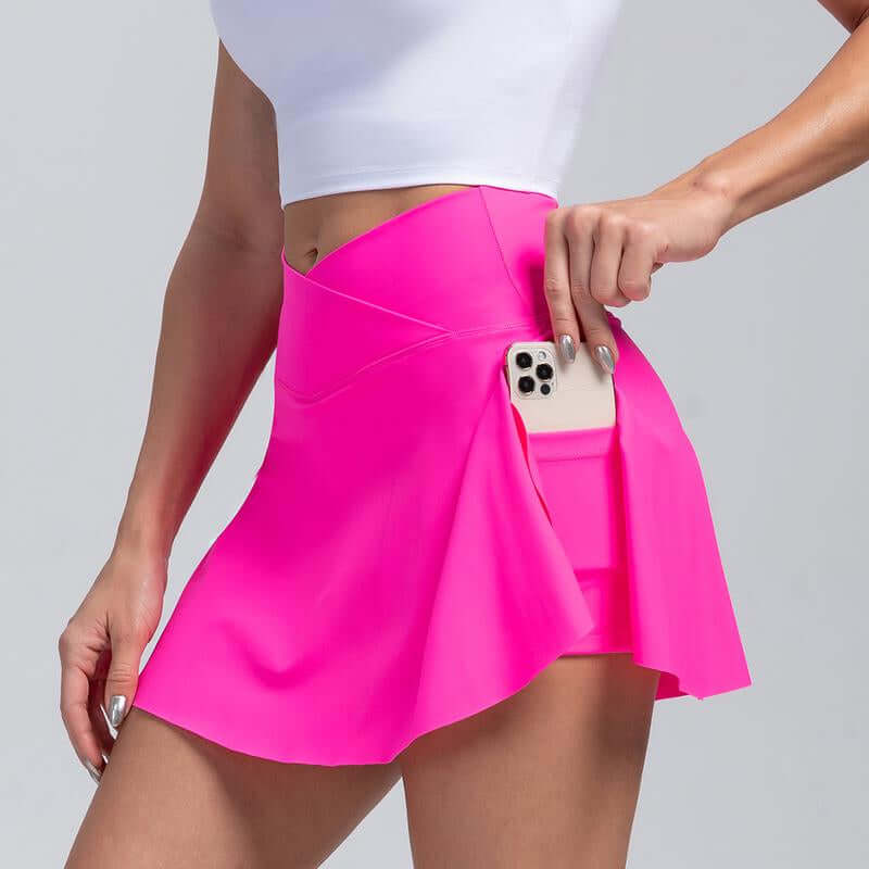 Arsoxy Women Tennis Skirt Golf Skirts Athletic High Waisted with Pockets Inner Shorts for Women Layered Skirts Workout Running