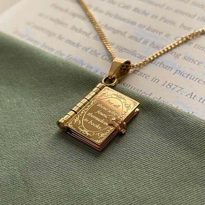 Book Lovers Necklace Jewelry Women Trendy Stainless Gold Necklace