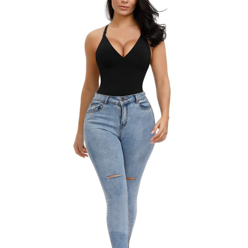 Feelingirl Thong Bodysuit for Women Backless Shapewear Mesh Shapewear Fabric Womenswear Comfort